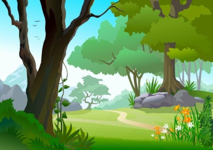 Green landscape trees background vector