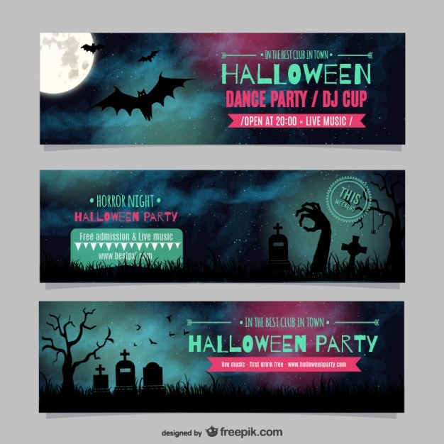 Halloween dance party banner templates Vector | Free Download