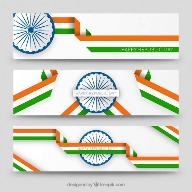 Happy republlic day ribbons banners