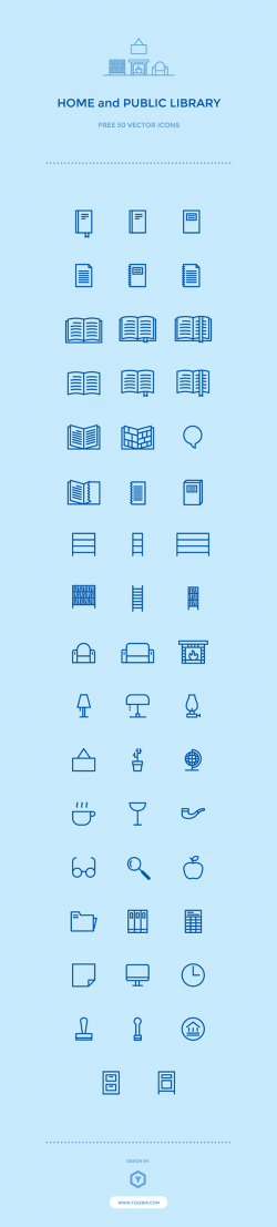 50 Home and Library Icons | GraphicBurger