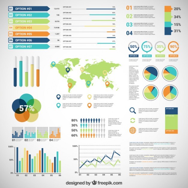 Infographic with variety of diagrams  Vector | Free Download