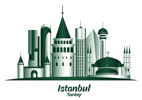 Istanbul famous buildings vector