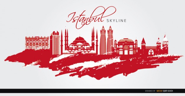 Istanbul skyline flag silhouette