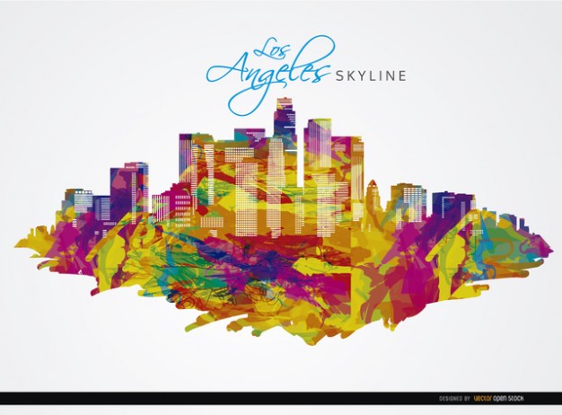 Los Angeles city colourful skyline