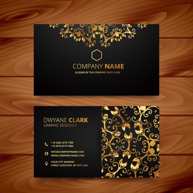 Luxury business card with golden ornaments  Vector | Free Download