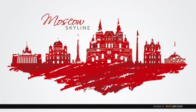 Moscow flag skyline silhouette