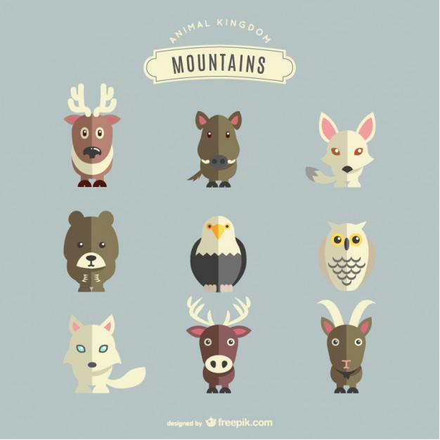Mountains animals set