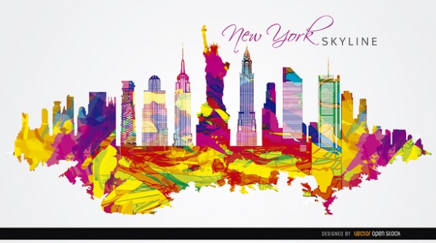 New york city colourful silhouette skyline