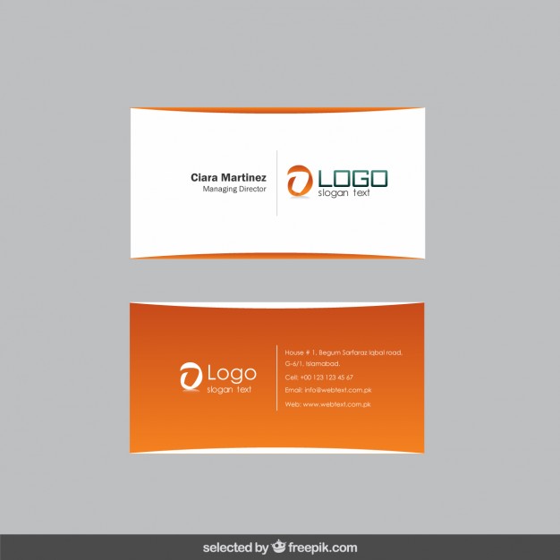 Orange modern business card  Vector | Free Download