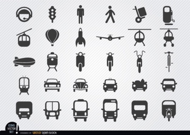 Outlined vehicle icons vector  Vector | Free Download