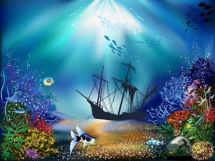 Pretty Underwater World element vector 01