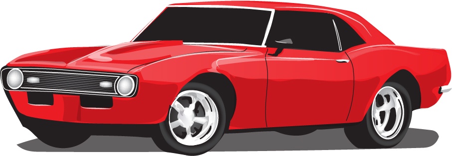 Red vintage car vector material 04