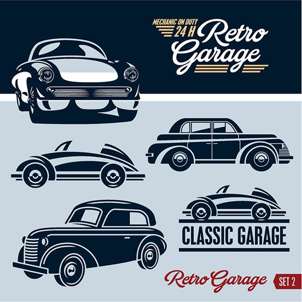 Retro garage logos creative design
