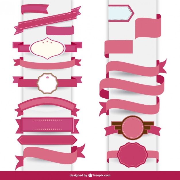 Ribbon pink decorative template   Vector | Free Download