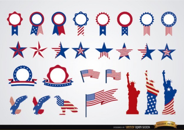 Rounded ribbons with USA colors