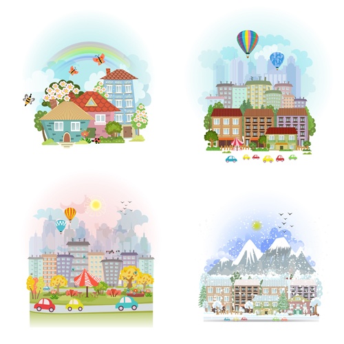 4 seasons and home vector material 02
