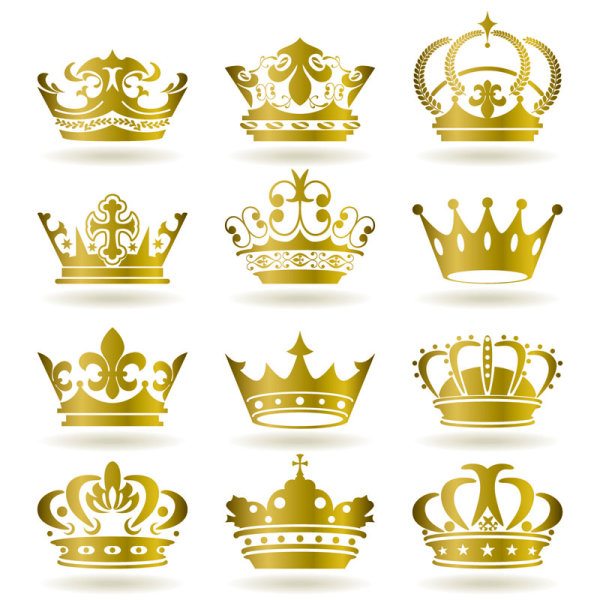 Set of gold color Crown vector 02