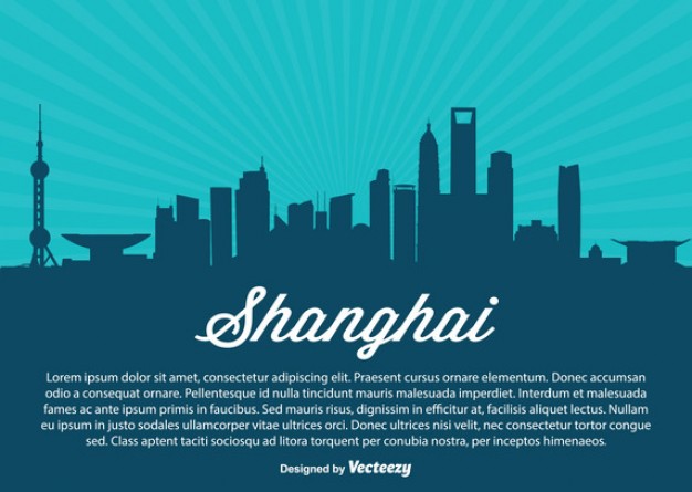 Shanghai skyline silhouette