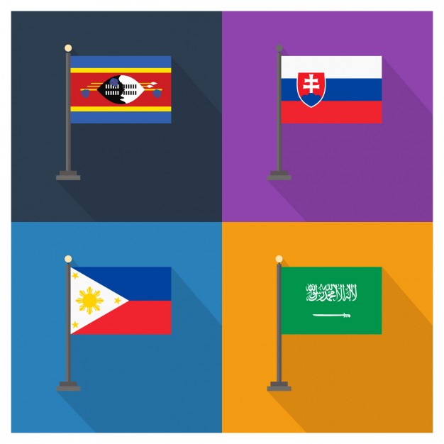 Slovakia Philippines and Saudi Arabia Flags