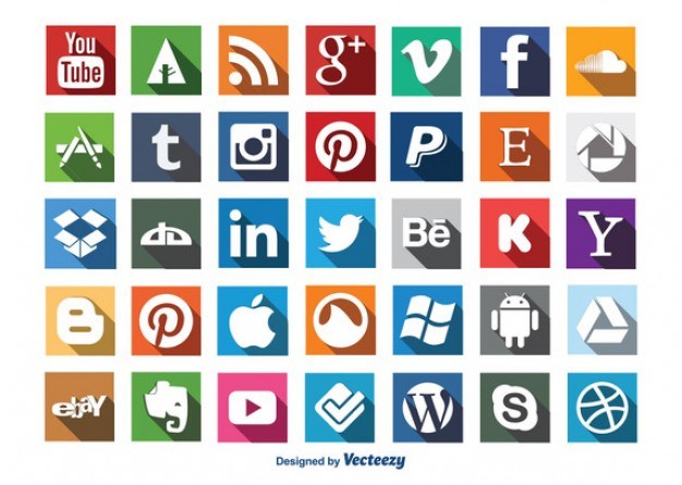 Social Icons with long shadow design  Vector | Free Download