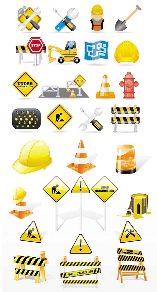 Sophisticated construction traffic icon vector material