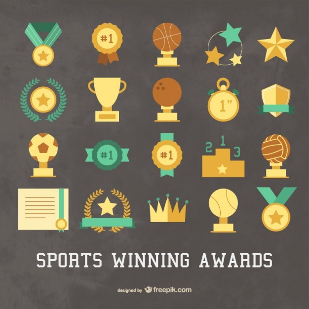 Sport winning awards icons set  Vector | Free Download