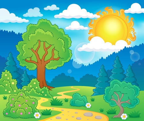 Spring nature landscapes vectors material 05