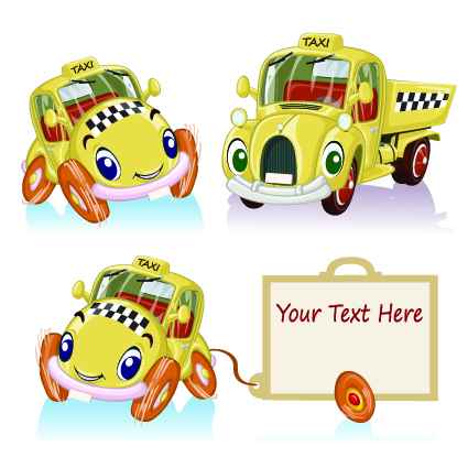 Tag car cartoon vector set 03
