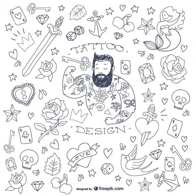 Tattoo man doodle symbols   Vector | Free Download