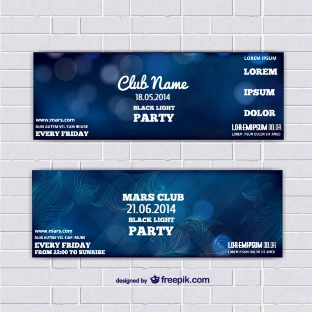 Ticket template banners with blue abstract background  Vector | Free Download