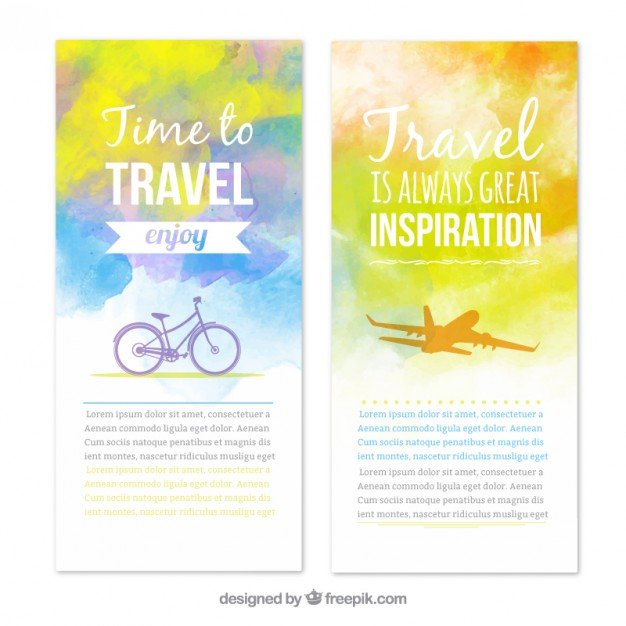 Travel banners in watercolor style  Vector | Free Download