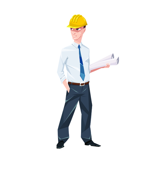 Various Building Workers design elements vector 02