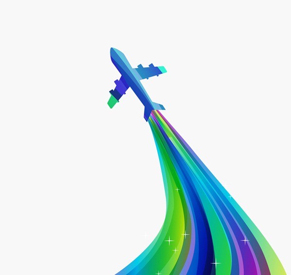 Aircraft and creative color locus vector graphics