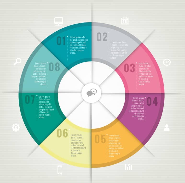Business information map vector color circle creative design