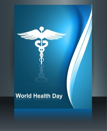 Caduceus medical symbol brochure colorful template world health day reflection design vector