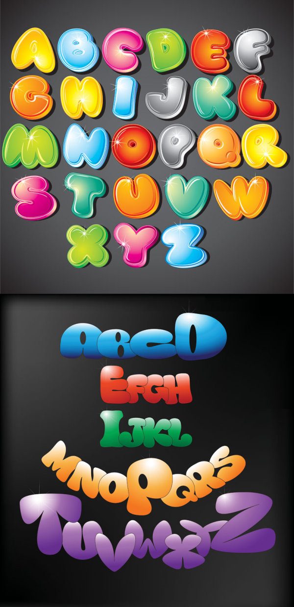 Cartoon English alphabet