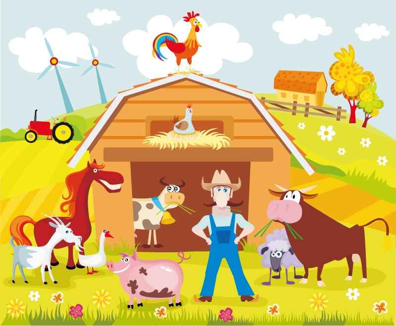 Cartoon farm estate vector material