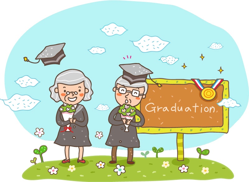 Cartoon graduates aged vector material