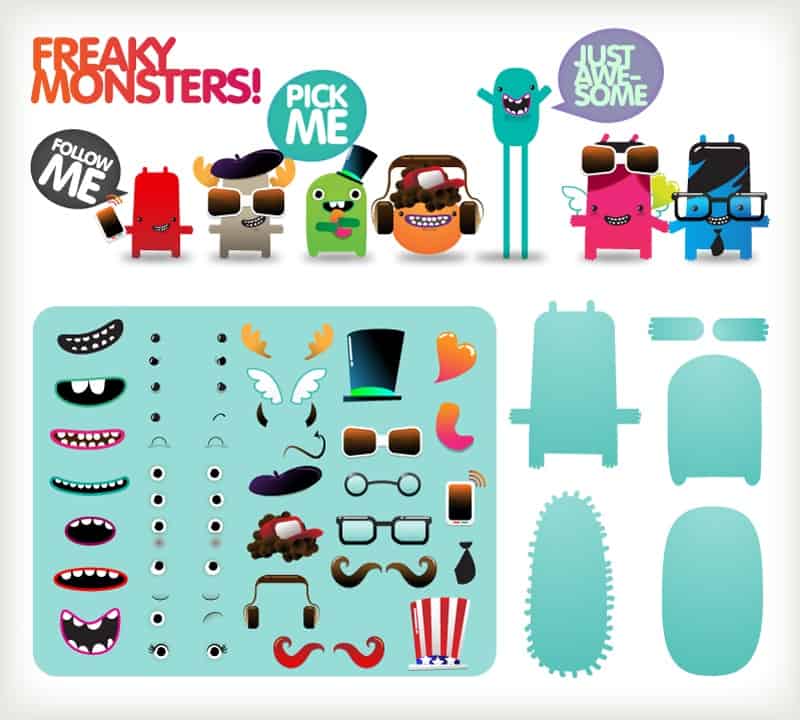 Cartoon monster drag element vector material