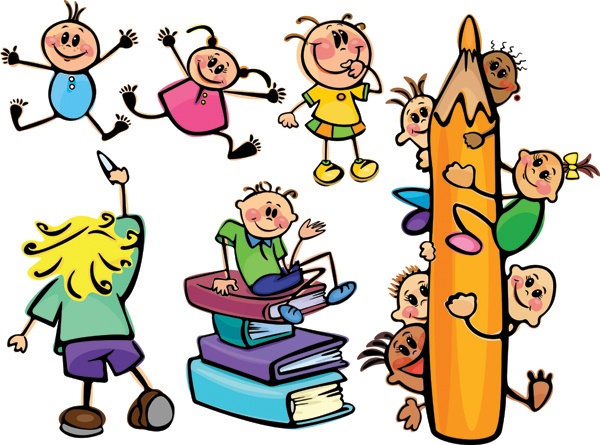 Children learn cartoon theme vector material