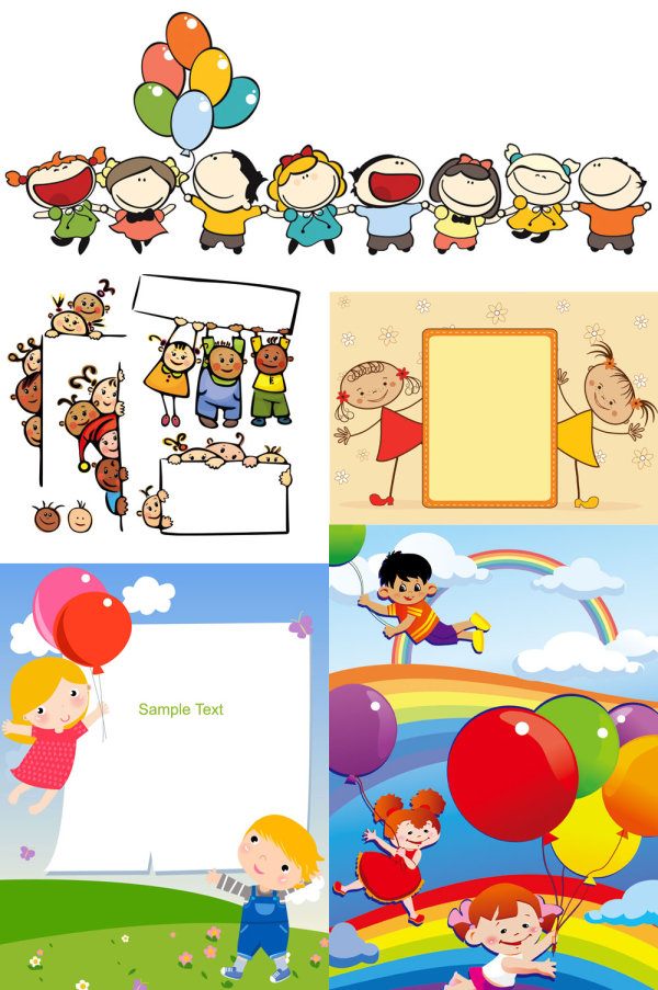 Children playing cartoon illustrator vector material