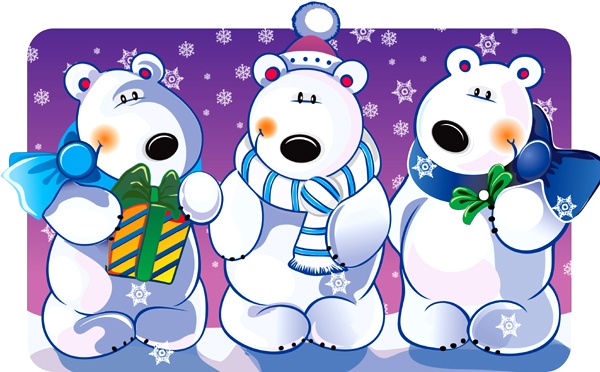 Christmas theme vector material cute cartoon bear