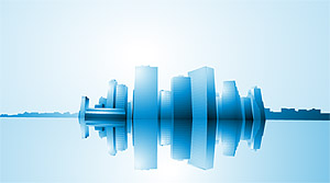 City high-rise buildings reflection vector material