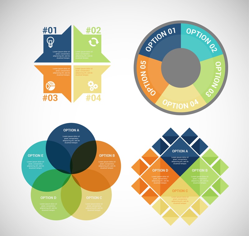 4 color business information map vector design