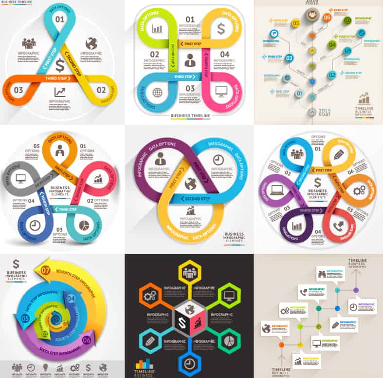 9 color business information map vector material