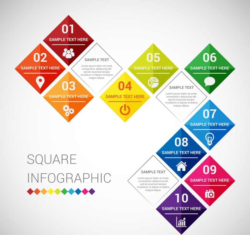 Color diamond stitching Business information map vector