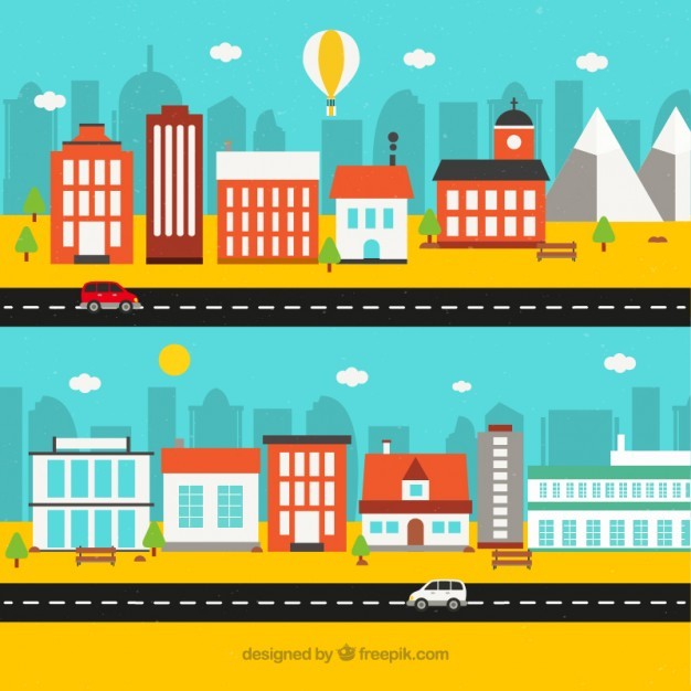 Colorful city in flat design