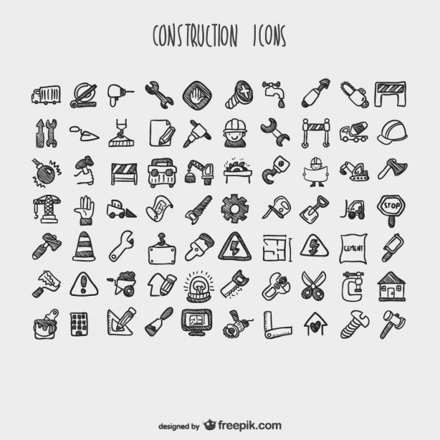 Construction cartoon icons collection