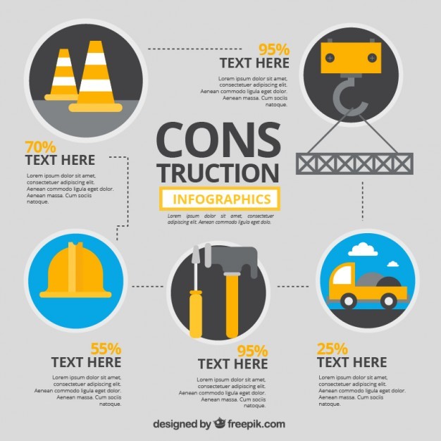 Construction infography template with elements