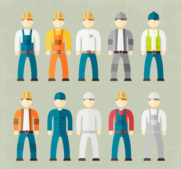 10 construction workers design vector graphics